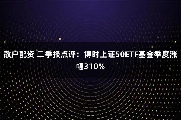 散户配资 二季报点评:博时上证50ETF基金季度涨幅310%